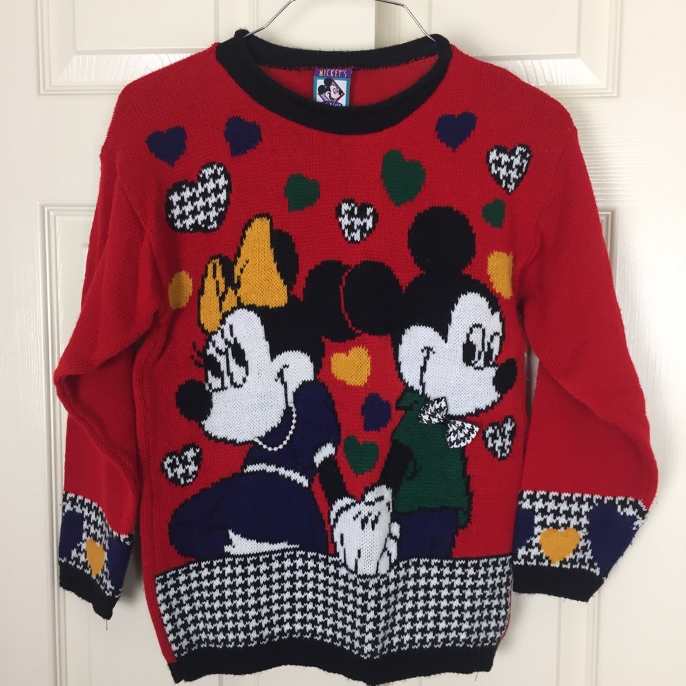 VTG Mickey Disney Houndstooth Knit Sweater